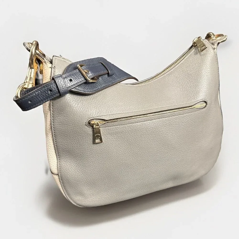 Coach F76697 Jes Colorblock Hobo Heather Gray/Black Pebbled Leather Shoulder Bag